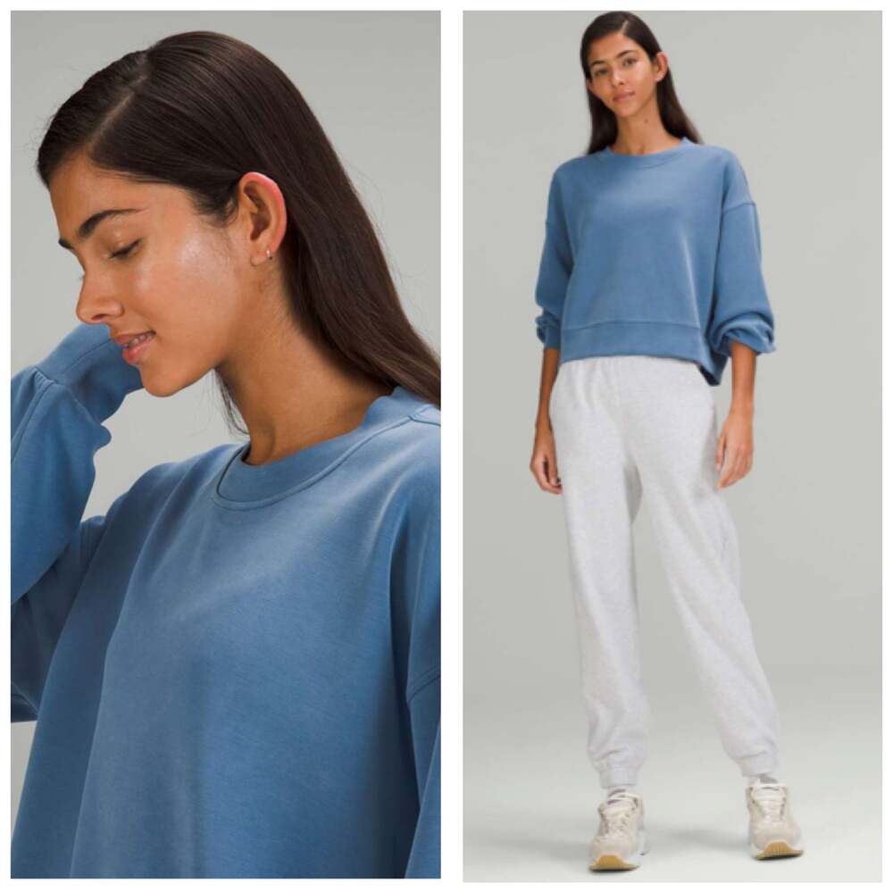 Lululemon Perfectly Oversized Cropped Crew *Softstreme Soft Denim Blue Size 6